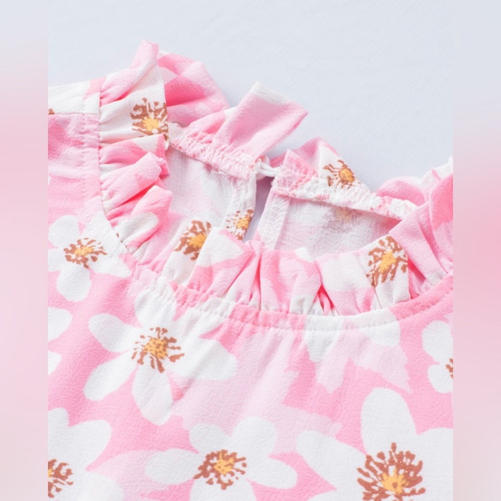 #23 Sweet Floral Print Ruffle Trim Blouse - Picture 7 of 12
